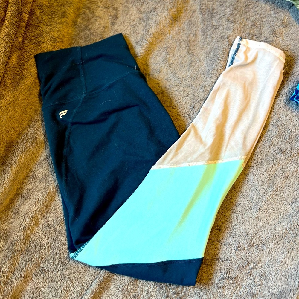 Blue color block Fabletics leggings size S